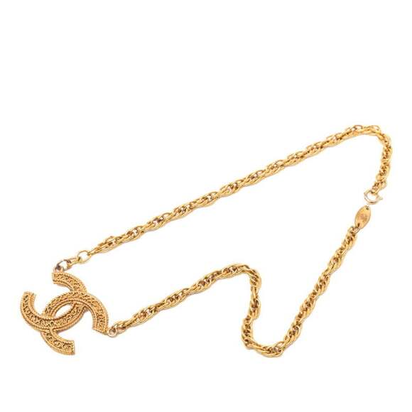 CHANEL Vintage Gold Logo Necklace